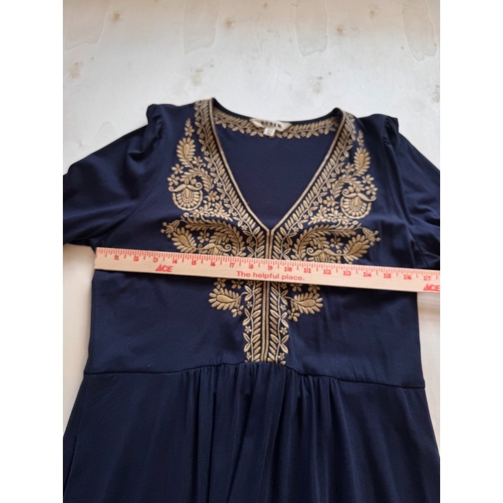 BODEN Embroidered Navy Blue Jersey Blouson Midi US 10 R - Picture 11 of 16